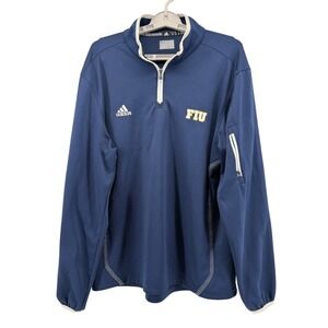 Adidas Pullover Mens M Blue FIU Panthers 1/4 Zip Performance Sweatshirt